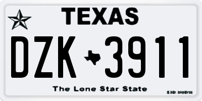 TX license plate DZK3911