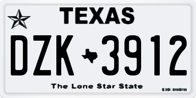 TX license plate DZK3912