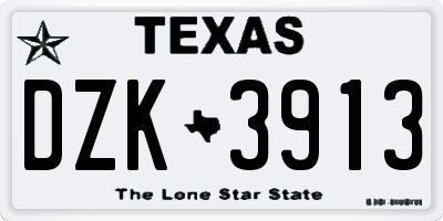 TX license plate DZK3913