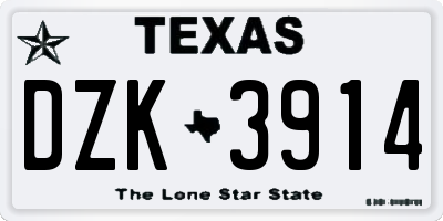 TX license plate DZK3914