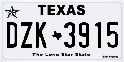 TX license plate DZK3915