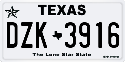 TX license plate DZK3916