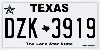 TX license plate DZK3919