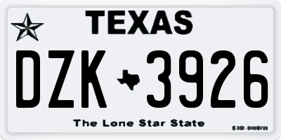 TX license plate DZK3926