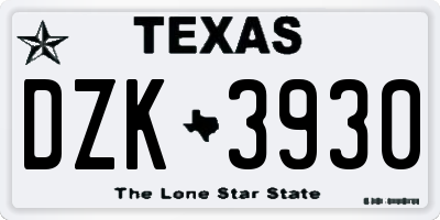 TX license plate DZK3930