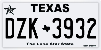 TX license plate DZK3932