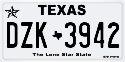 TX license plate DZK3942