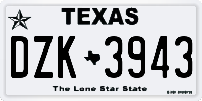 TX license plate DZK3943