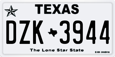 TX license plate DZK3944