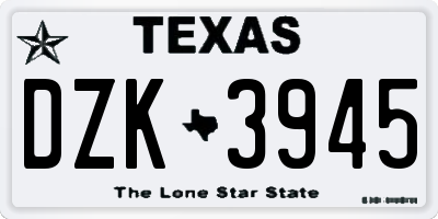 TX license plate DZK3945