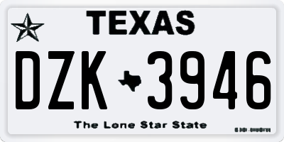 TX license plate DZK3946