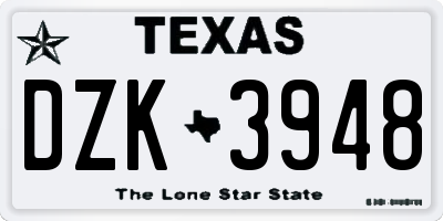 TX license plate DZK3948