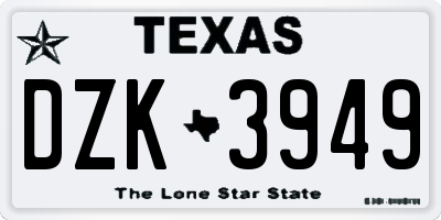 TX license plate DZK3949
