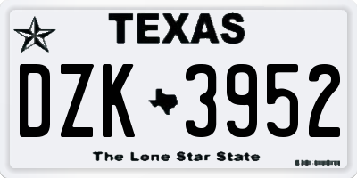 TX license plate DZK3952