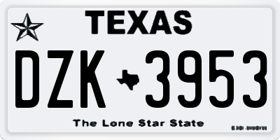 TX license plate DZK3953