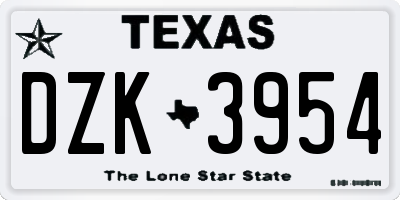 TX license plate DZK3954