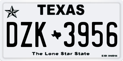 TX license plate DZK3956