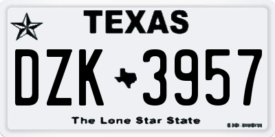 TX license plate DZK3957