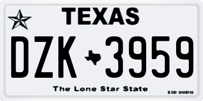 TX license plate DZK3959