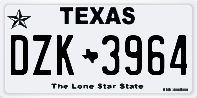 TX license plate DZK3964