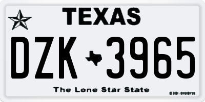 TX license plate DZK3965