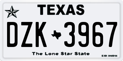 TX license plate DZK3967