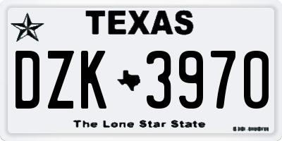 TX license plate DZK3970
