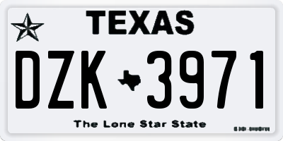TX license plate DZK3971