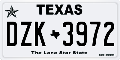 TX license plate DZK3972