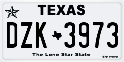 TX license plate DZK3973