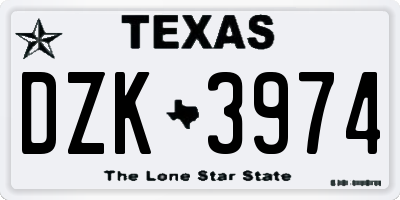 TX license plate DZK3974