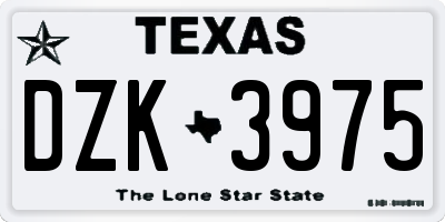 TX license plate DZK3975