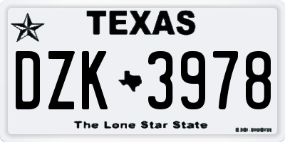TX license plate DZK3978