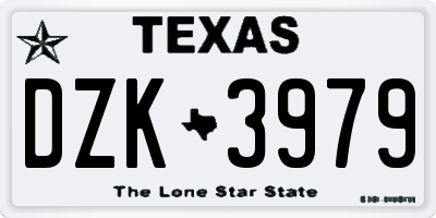 TX license plate DZK3979