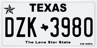 TX license plate DZK3980