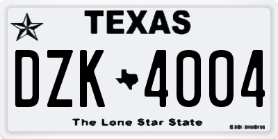 TX license plate DZK4004