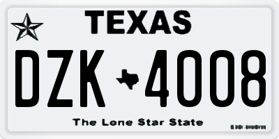 TX license plate DZK4008