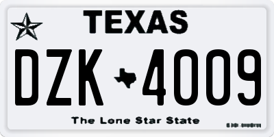 TX license plate DZK4009