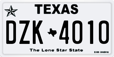 TX license plate DZK4010