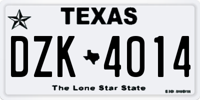TX license plate DZK4014