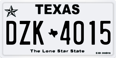 TX license plate DZK4015