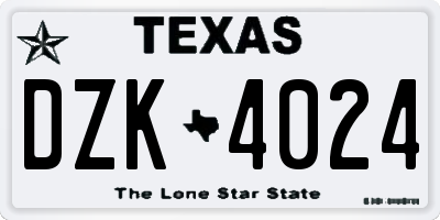 TX license plate DZK4024