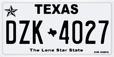 TX license plate DZK4027