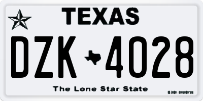 TX license plate DZK4028
