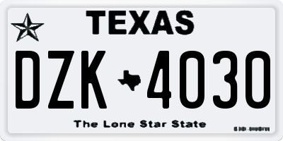 TX license plate DZK4030