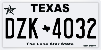 TX license plate DZK4032