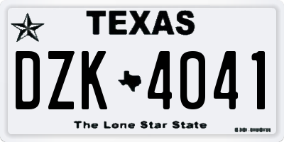 TX license plate DZK4041