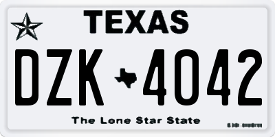 TX license plate DZK4042