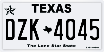 TX license plate DZK4045