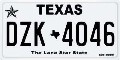 TX license plate DZK4046